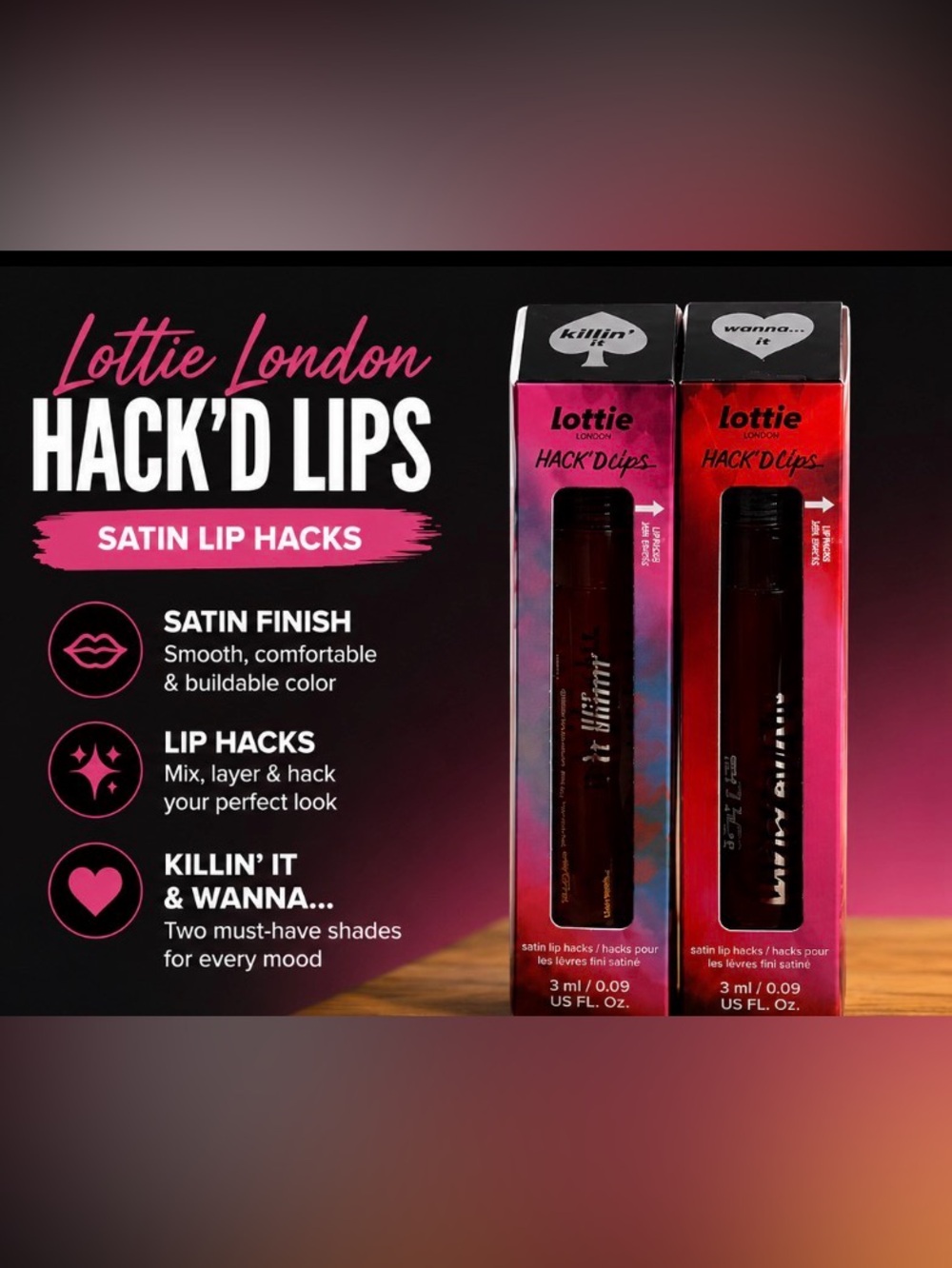 Lottie London Hack’d Lips Satin Lip Hacks Duo Set – Killin’ It & Wanna…